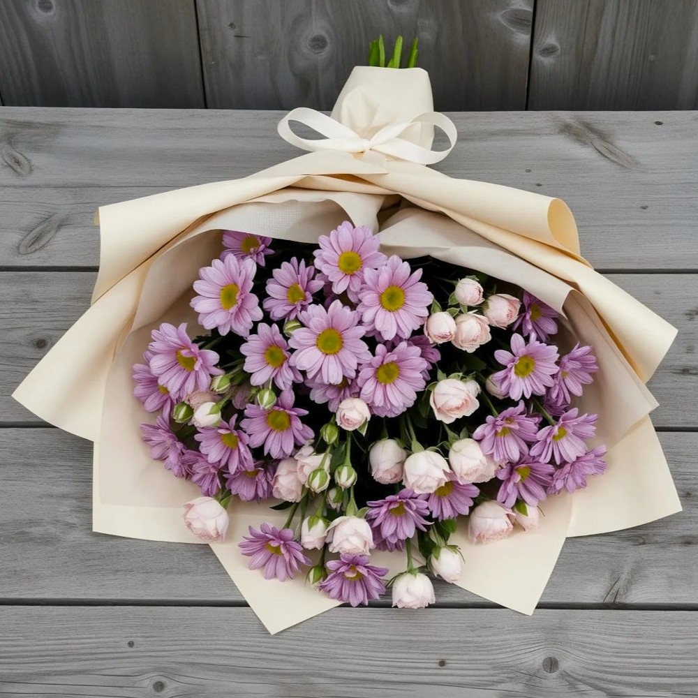 Букет цветов из: Розы и Хризантемы в Ямкино