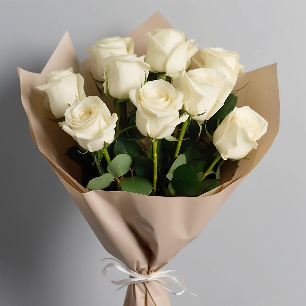 Букет 9 Белых роз Эдлесс Лав в Ямкино