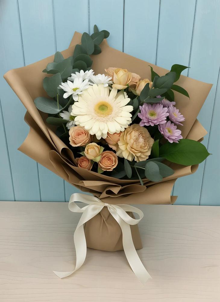 Букет цветов из: Герберы и Хризантемы в Ямкино