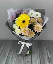 Букет цветов из:  Розы, Герберы и Хризантемы в Ямкино