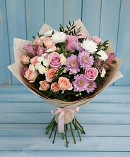 Букет цветов из:  Хризантемы, Розы и Альстромерии #REPLACE_PRED# Ямкино